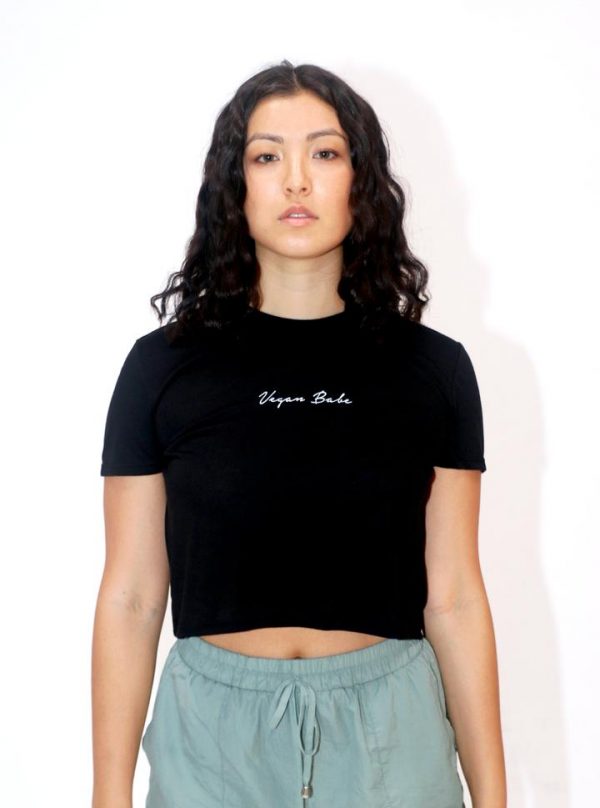 "Vegan Babe" Breathable Script Crop Top